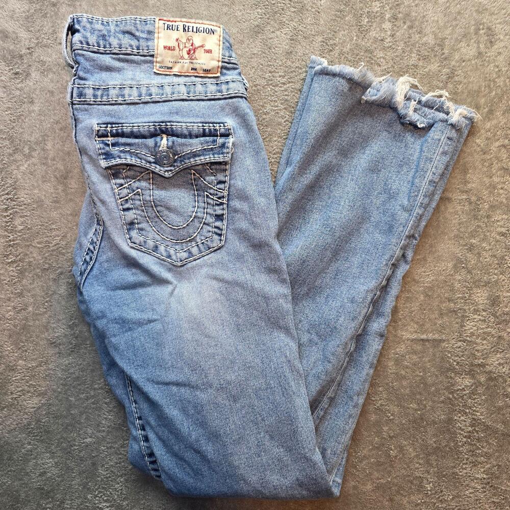 True Religion Becca Big T Jeans Womens 27 Blue Mid Rise Bootcut Stretch Denim